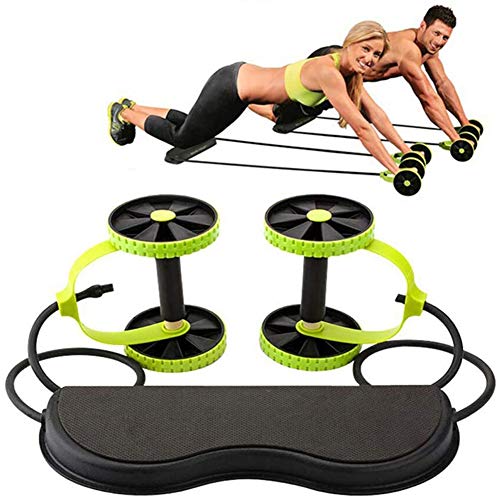 GAOHONGMEI Roller Oefening Wiel Rally Apparaat Multifunctionele Abdominale Spier Dubbele Wiel Abdominale Apparaat Rally Touw Abdominale Wiel Fitness Rally Touw Fitness Apparatuur size Zwart+Groen