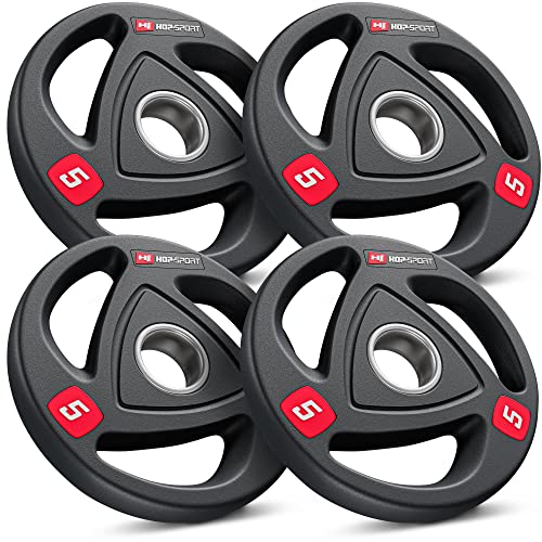 HS HOP-SPORT Hop Sport Olympische Gewichten Set 20 kg 4 x 5 kg, halterschijf 50 mm voor alle krachtapparatuur en halterstangen in je home Gym