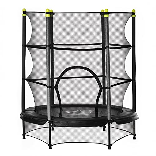 HOMCOM Trampoline voor kinderen Ø140 cm Fitness Trampoline met Veiligheidsnet Randafdekking Rubber Touw Gevoerd Indoor Outdoor Springtuin Trampoline.