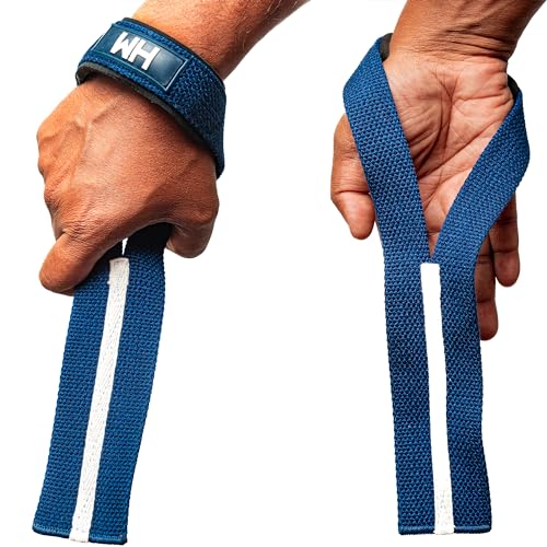 Weightlifting House Gewichthefbanden. Polsbanden voor Olympisch gewichtheffen, Snatch, Pulls en Deadlifts voor zowel mannen als vrouwen (blauw)