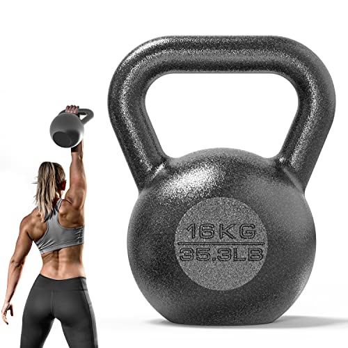 PROIRON Gietijzeren kettlebell Gewicht voor fitness- en gewichtstraining voor thuisgymnastiek (1 x 16kg)