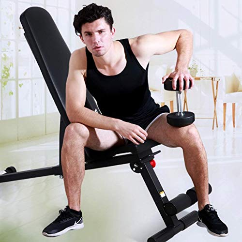 QIEANY Halterbank, halter, bank, sit-ups, fitnessapparatuur, thuishulp, multifunctionele fitnessstoel (zwart 130 x 43 x 50 cm)