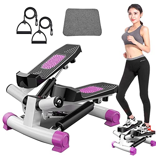 TEmkin Mini-steppers voor training, 2in1-steppermachine met krachtkabels, thuissteppers voor training met LCD-scherm, hometrainer voor beginners