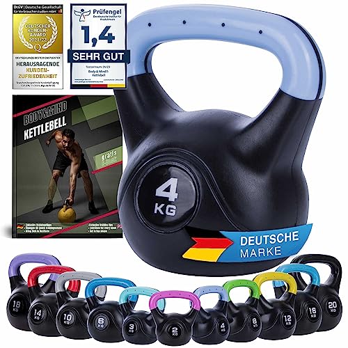 Body & Mind ® Kettlebell Ball halter plastic 2-20 kg Trainingsgewicht halter voor krachttraining Professionele fitness swing halter (4Kg)
