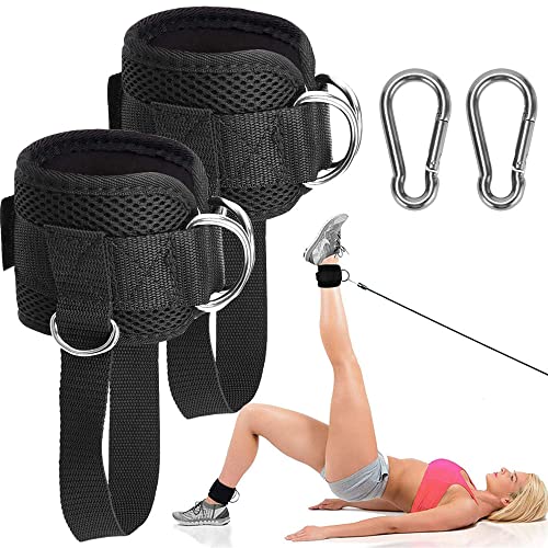 Guidre 2 stuks voetlussen, kabel met D-ring, voetmanchetten en karabijnhaken, voor fitness training aan lifthulpen, krachttraining, voetmanchetten, kabel voor mannen en vrouwen, beenstrekker