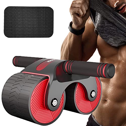 DAZZTIME Buikroller, automatische rebound abdominal Wheel, voor buikspiertraining, buikroller, buikspiertrainer, buikspierroller, buikspiertrainer, buikroller, ideaal voor mannen en vrouwen om thuis te trainen (rood)