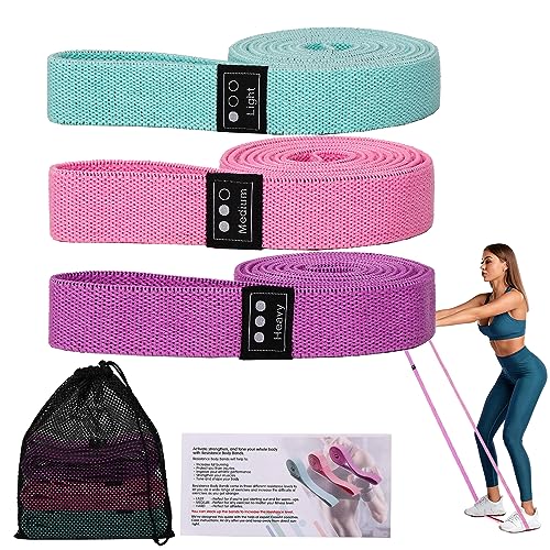 CEILIWEN 【2021 Nieuw 】Workout Bands,  (Set Van 3) Weerstandsbanden met 3 Niveaus voor Heupen en Bilspieren, Lange Weerstandsbanden/Weerstandsbanden Fitness voor Yoga, Pilatus, Fitness