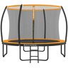 SONGMICS Trampoline Ø 305 cm, ronde tuintrampoline met veiligheidsnet, met ladder en beklede stangen, veiligheidsafdekking, veilig, zwart-oranje STR102O01