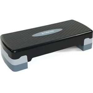 TREXO Aerobic Step 68 x 28 cm, voor cardio- en fitnesstraining, in hoogte verstelbaar, 15-20 cm, duurzaam, van polypropyleen en TPR Aerobic Step hoogwaardig grijs TREXO Aerobic Step 68 x 28 cm, voor cardio- en fitnesstraining, in hoogte verstelbaar, 15-20 cm, duurzaam, van polypropyleen en TPR Aerobic Step hoogwaardig grijs