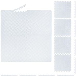 Relaxdays beschermmat fitness, 60 x 60 cm, 8 vloermatten met rand, EVA, voor hometrainer, loopband & kinderkamer, wit Relaxdays beschermmat fitness, 60 x 60 cm, 8 vloermatten met rand, EVA, voor hometrainer, loopband & kinderkamer, wit