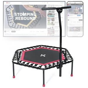 SportPlus Fitness trampoline voor thuis, met handgreep (5-voudig in hoogte verstelbaar), zachte rubberen touwvering, zeer stil en tot 130 kg belastbaar SportPlus Fitness trampoline voor thuis, met handgreep (5-voudig in hoogte verstelbaar), zachte rubberen touwvering, zeer stil en tot 130 kg belastbaar