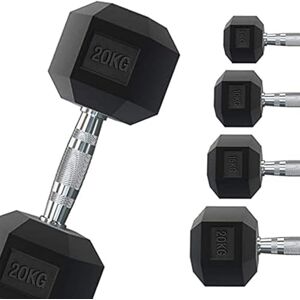G5 HT SPORT Professionele rubberen zeshoekige halter van 1 tot 50 kg, gewichtheffen voor sportscholen of thuisgym, ergonomische antislip handgreep, afzonderlijk verkocht (2 x 6 kg) G5 HT SPORT Professionele rubberen zeshoekige halter van 1 tot 50 kg, gewichtheffen voor sportscholen of thuisgym, ergonomische antislip handgreep, afzonderlijk verkocht (2 x 6 kg)
