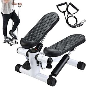 BAKAJI Stepper training fitness cardio benen buik heup met LCD-display calorieën tijd en elastische halters training armen schouders roestvrij stalen frame anti-slip pedalen (wit) BAKAJI Stepper training fitness cardio benen buik heup met LCD-display calorieën tijd en elastische halters training armen schouders roestvrij stalen frame anti-slip pedalen (wit)