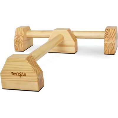 Yes4All Staal/massief houten parallettes staven voor fitness, push up & dip robuuste antislip push-up bars dipstation standaard handstands, gymnastiekbars, calisthenics, krachttraining parallelle Yes4All Staal/massief houten parallettes staven voor fitness, push up & dip robuuste antislip push-up bars dipstation standaard handstands, gymnastiekbars, calisthenics, krachttraining parallelle