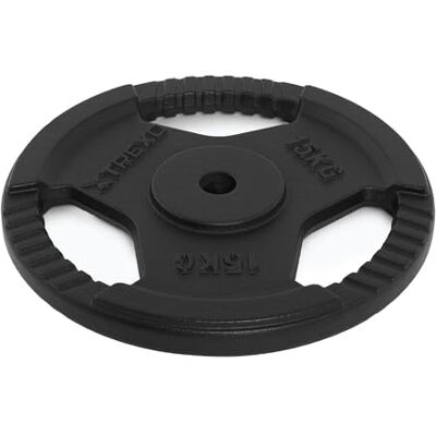 TREXO TRX-ICP001 Halterschijf, 15 kg, gietijzer, universeel, duurzaam, met ergonomische handgrepen, compatibel met lange halters en handgrepen voor kracht- en functionele training TREXO TRX-ICP001 Halterschijf, 15 kg, gietijzer, universeel, duurzaam, met ergonomische handgrepen, compatibel met lange halters en handgrepen voor kracht- en functionele training