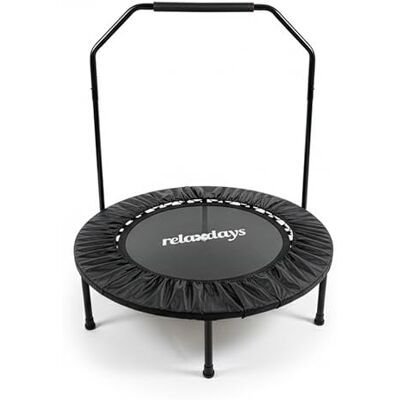 Relaxdays fitness trampoline Ø102 cm, opvouwbaar, voor volwassenen, met stang, tot 120 kg, indoor, zwart, 113 x 102 x 10 Relaxdays fitness trampoline Ø102 cm, opvouwbaar, voor volwassenen, met stang, tot 120 kg, indoor, zwart, 113 x 102 x 10