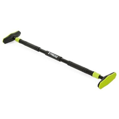 TREXO Optrekstang, verstelbare lengte 70-96 cm, grijs, van staal, max. belasting tot 150 kg voor pull-ups en arm- en schouderoefeningen, eenvoudige montage, stang met rubberen uiteinden, stabiele TREXO Optrekstang, verstelbare lengte 70-96 cm, grijs, van staal, max. belasting tot 150 kg voor pull-ups en arm- en schouderoefeningen, eenvoudige montage, stang met rubberen uiteinden, stabiele