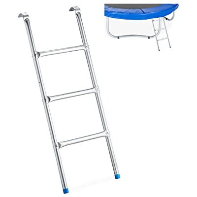 Relaxdays trampoline ladder, eraan hangen, 3 tredes, instap voor tuintrampoline, H x B: 97 x 38 cm, zilver Relaxdays trampoline ladder, eraan hangen, 3 tredes, instap voor tuintrampoline, H x B: 97 x 38 cm, zilver