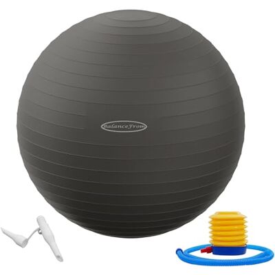 Fitvids BalanceFrom Anti-burst en slipbestendige oefenbal, yogabal, fitnessbal, geboortebal met snelpomp, 2 pond capaciteit (68-75 cm, XL, grijs) Fitvids BalanceFrom Anti-burst en slipbestendige oefenbal, yogabal, fitnessbal, geboortebal met snelpomp, 2 pond capaciteit (68-75 cm, XL, grijs)