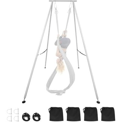 VEVOR Houder voor yoga-schommel, hoogte van 291 cm, met maximaal draagvermogen van 250 kg, driehoekige structuur, luchttouw en antislip basis; multifunctionele hangmatstandaard, alleen frame VEVOR Houder voor yoga-schommel, hoogte van 291 cm, met maximaal draagvermogen van 250 kg, driehoekige structuur, luchttouw en antislip basis; multifunctionele hangmatstandaard, alleen frame