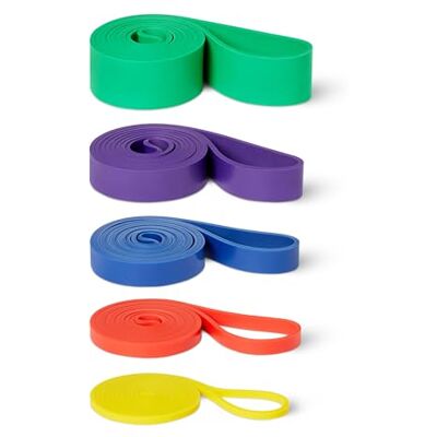 Amazon Basics Trainingsweerstandsbanden voor Tijdens het Sporten, Set van 5 Amazon Basics Trainingsweerstandsbanden voor Tijdens het Sporten, Set van 5