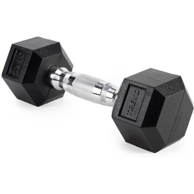 TREXO Hex HXD25 Halter, 2,5 kg, hexagon, duurzaam rubber voor krachttraining thuis, met ergonomische handgreep, stabiele en veelzijdige halter TREXO Hex HXD25 Halter, 2,5 kg, hexagon, duurzaam rubber voor krachttraining thuis, met ergonomische handgreep, stabiele en veelzijdige halter