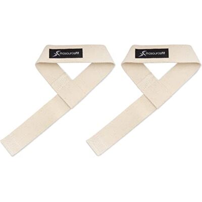 ProSource Fit Paar gewichthefbanden voor dames en heren, verstelbare katoenen bandjes voor verbeterde grip, wit ProSource Fit Paar gewichthefbanden voor dames en heren, verstelbare katoenen bandjes voor verbeterde grip, wit