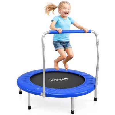 SereneLife Opvouwbare Mini Trampoline Compacte Fitness Trampoline voor Kinderen & Volwassenen, Rebounder met Schuimhandgreep, Indoor/Tuin Workout Apparatuur, Max. Draagvermogen 68/100 kg SereneLife Opvouwbare Mini Trampoline Compacte Fitness Trampoline voor Kinderen & Volwassenen, Rebounder met Schuimhandgreep, Indoor/Tuin Workout Apparatuur, Max. Draagvermogen 68/100 kg
