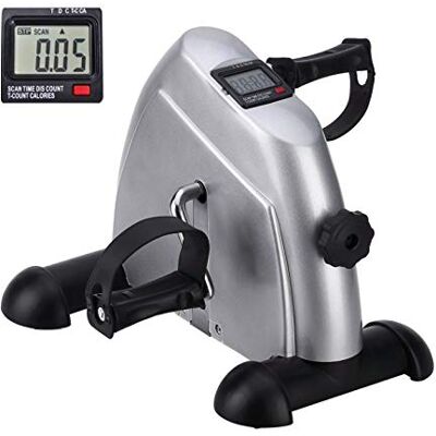 Uten Mini-hometrainer voor armen en benen met LCD-display, zilverkleurig, compact Uten Mini-hometrainer voor armen en benen met LCD-display, zilverkleurig, compact
