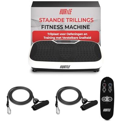 Hurtle Fitness Vibratieplatform Compacte Fitnessapparaat voor Thuis met Weerstandsbanden, Wielen, Afstandsbediening en Verstelbare Snelheid voor Gewichtsverlies en Spierversteviging Hurtle Fitness Vibratieplatform Compacte Fitnessapparaat voor Thuis met Weerstandsbanden, Wielen, Afstandsbediening en Verstelbare Snelheid voor Gewichtsverlies en Spierversteviging