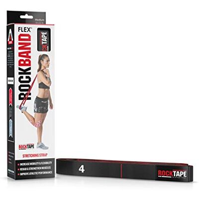 RockTape Rockband Flex Medium weerstandsbanden met handgrepen en lussen, geen scheuren of scheuren, rubber- en latexvrij (8 kg 10 kg weerstand), zwart RockTape Rockband Flex Medium weerstandsbanden met handgrepen en lussen, geen scheuren of scheuren, rubber- en latexvrij (8 kg 10 kg weerstand), zwart