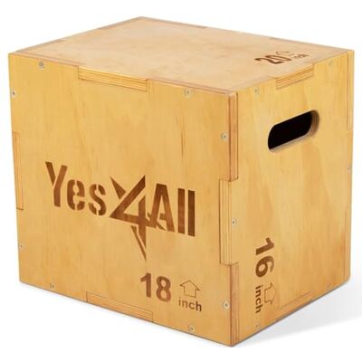 Yes4All Houten Plyo Box/Houten Plyo Box voor Oefening, MMA, Plyometrische behendigheid 3 in 1 Plyo Box/Plyo Jump Box (50,8/45,7/40,6) BW0X, 20" x 18" x 16 Yes4All Houten Plyo Box/Houten Plyo Box voor Oefening, MMA, Plyometrische behendigheid 3 in 1 Plyo Box/Plyo Jump Box (50,8/45,7/40,6) BW0X, 20" x 18" x 16