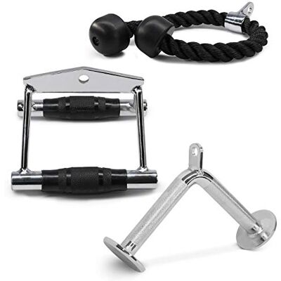 Yes4All Dubbele-D roeihandel kabelbevestiging, antislip handvat en 360° stalen draaibare (optionele dubbele D-handgreep, tricep-touw en V-vormige stang) Yes4All Dubbele-D roeihandel kabelbevestiging, antislip handvat en 360° stalen draaibare (optionele dubbele D-handgreep, tricep-touw en V-vormige stang)