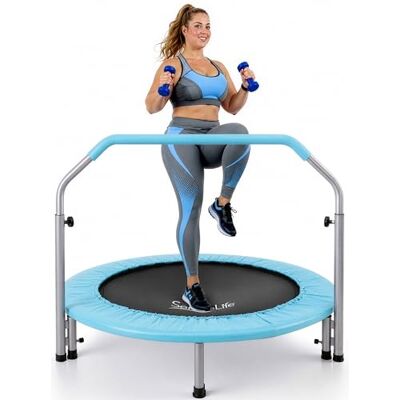SereneLife Opvouwbare Mini Trampoline–Compacte Fitness Trampoline voor Kinderen & Volwassenen, Trainings-Rebounder met Schuimhandgreep,Indoor- en Tuin Workout Apparatuur, Max. Belastbaar tot 68/100 kg SereneLife Opvouwbare Mini Trampoline–Compacte Fitness Trampoline voor Kinderen & Volwassenen, Trainings-Rebounder met Schuimhandgreep,Indoor- en Tuin Workout Apparatuur, Max. Belastbaar tot 68/100 kg