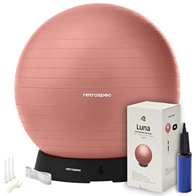 Retrospec Luna-oefenbal 55, 65 of 75 cm yogabal voor trainingen, stabiliteit, zwangerschap, swish balansbal met pomp en basis voor kantoor en thuisgymnastiek Retrospec Luna-oefenbal 55, 65 of 75 cm yogabal voor trainingen, stabiliteit, zwangerschap, swish balansbal met pomp en basis voor kantoor en thuisgymnastiek
