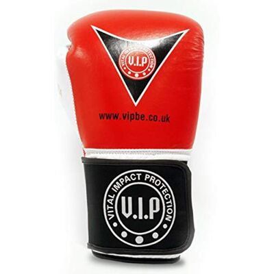 VIP Vital Impact Protection Potentia Lederen Bokshandschoenen MMA Martial Arts Fitness Intermediate Sparring Handschoenen Mitts, Rood/Wit, 16oz VIP Vital Impact Protection Potentia Lederen Bokshandschoenen MMA Martial Arts Fitness Intermediate Sparring Handschoenen Mitts, Rood/Wit, 16oz