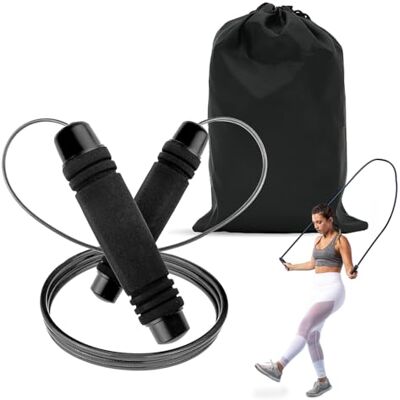 Avilia Professioneel springtouw met antislip handgrepen en draagtas, verstelbaar en licht voor fitness, crossfit en intensieve cardiovasculaire training Avilia Professioneel springtouw met antislip handgrepen en draagtas, verstelbaar en licht voor fitness, crossfit en intensieve cardiovasculaire training