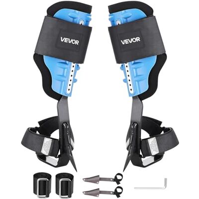 VEVOR Boomklimspikes, boomklimuitrusting met riemen en bekleding, draagkracht 159 kg, robuuste boomspikes, 39-44 cm in hoogte verstelbaar, klimuitrusting voor fruitoogst en jacht, lichtblauw VEVOR Boomklimspikes, boomklimuitrusting met riemen en bekleding, draagkracht 159 kg, robuuste boomspikes, 39-44 cm in hoogte verstelbaar, klimuitrusting voor fruitoogst en jacht, lichtblauw