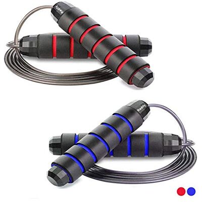 Redify Set van 2 verstelbare springtouw voor boksen MMA Crossfit Training, Fitness Springtouw voor Mannen Vrouwen en Kinderen, Speed Jumping Rope voor Workout Oefening met Draagtas Redify Set van 2 verstelbare springtouw voor boksen MMA Crossfit Training, Fitness Springtouw voor Mannen Vrouwen en Kinderen, Speed Jumping Rope voor Workout Oefening met Draagtas