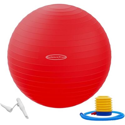 Fitvids BalanceFrom Anti-burst en slipbestendige oefenbal, yogabal, fitnessbal, geboortebal met snelpomp, 2 lb capaciteit (48-55 cm, M, rood) Fitvids BalanceFrom Anti-burst en slipbestendige oefenbal, yogabal, fitnessbal, geboortebal met snelpomp, 2 lb capaciteit (48-55 cm, M, rood)
