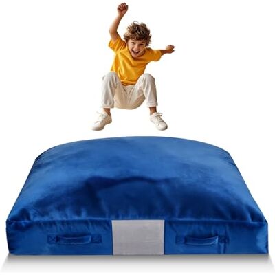 VEVOR Crashpad 150 x 150 cm, kindermat met schuimblokken en wasbare overtrek, zachte schuimrubberen landingszone, valbeschermingsmat, uitrusting voor zintuiglijke ruimtes om te springen, ontspannen VEVOR Crashpad 150 x 150 cm, kindermat met schuimblokken en wasbare overtrek, zachte schuimrubberen landingszone, valbeschermingsmat, uitrusting voor zintuiglijke ruimtes om te springen, ontspannen