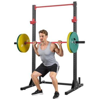 VEVOR Kniebuigkooi met stang, multifunctioneel bankdrukken met 28 verstelbare J-haken, robuust en stabiel, krachttraining 360 kg, 1160 x 1280 x 2170 mm VEVOR Kniebuigkooi met stang, multifunctioneel bankdrukken met 28 verstelbare J-haken, robuust en stabiel, krachttraining 360 kg, 1160 x 1280 x 2170 mm