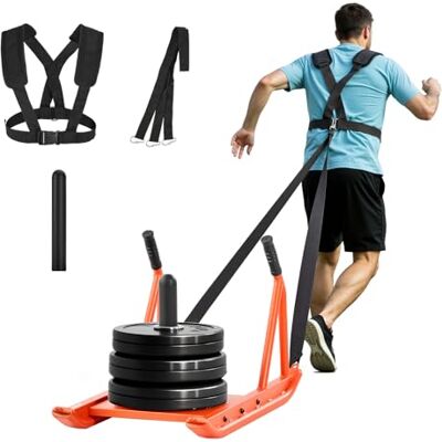 VEVOR Gewichtsslee, stalen powerslee, fitness krachttraining sleeën voor atletische training snelheidsverbetering, workout fitnessapparatuur met handvat, compatibel met 25/51 mm halterschijven, oranje VEVOR Gewichtsslee, stalen powerslee, fitness krachttraining sleeën voor atletische training snelheidsverbetering, workout fitnessapparatuur met handvat, compatibel met 25/51 mm halterschijven, oranje