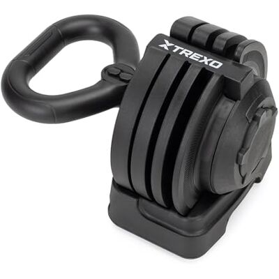 TREXO Kettlebell, verstelbaar, 12 kg, gietijzer voor veelzijdige oefeningen, professionele kettlebell met 16 instelbare weerstandsniveaus, zwart TREXO Kettlebell, verstelbaar, 12 kg, gietijzer voor veelzijdige oefeningen, professionele kettlebell met 16 instelbare weerstandsniveaus, zwart