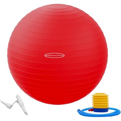 Fitvids BalanceFrom Anti-burst en slipbestendige oefenbal, yogabal, fitnessbal, geboortebal met snelpomp, 2 pond capaciteit (68-75 cm, XL, rood) Fitvids BalanceFrom Anti-burst en slipbestendige oefenbal, yogabal, fitnessbal, geboortebal met snelpomp, 2 pond capaciteit (68-75 cm, XL, rood)