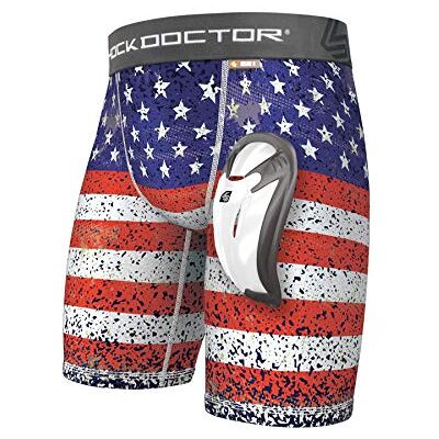 Shock Doctor Compressie Shorts met Bio-Flex Supporter Cup inbegrepen. Jeugd & Volwassen mannen, US Vlag, Volwassene: XLarge Shock Doctor Compressie Shorts met Bio-Flex Supporter Cup inbegrepen. Jeugd & Volwassen mannen, US Vlag, Volwassene: XLarge