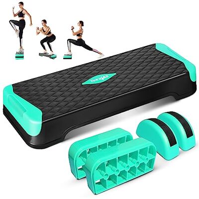 Yes4All Multifunctionele aerobe stepper, extra halve ronde poten, 4 '' 6 '' verstelbaar step-aerobics-platform voor training, stap en balansoefening Yes4All Multifunctionele aerobe stepper, extra halve ronde poten, 4 '' 6 '' verstelbaar step-aerobics-platform voor training, stap en balansoefening