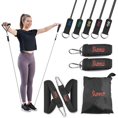 Sunny Health and Fitness Sunny Health & Fitness Premium weerstandsbandenset met deurankers, polsbanden, handgrepen en draagtas oefenstretchbanden voor krachttraining, spierherstel, yoga en meer NO. 089-COMBO Sunny Health and Fitness Sunny Health & Fitness Premium weerstandsbandenset met deurankers, polsbanden, handgrepen en draagtas oefenstretchbanden voor krachttraining, spierherstel, yoga en meer NO. 089-COMBO