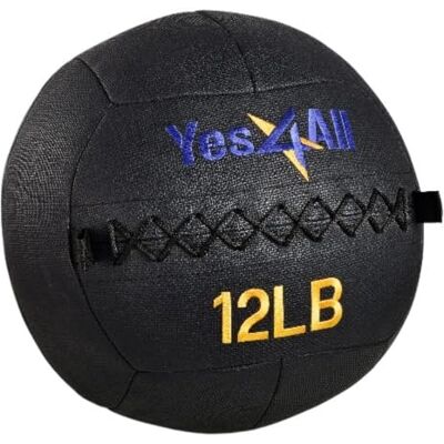 Yes4All Wall Ball, gewichtsbal van zacht leer, ijzeren zandkern voor dynamische en multifunctionele oefeningen, 2,7 kg 13,6 kg Yes4All Wall Ball, gewichtsbal van zacht leer, ijzeren zandkern voor dynamische en multifunctionele oefeningen, 2,7 kg 13,6 kg