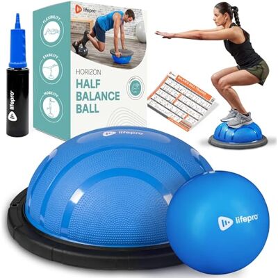Lifepro Halve oefenbal trainer balansbal voor oefening halve yogabal stabiliteitsbal voor oefening, full body workout halve oefenbal balbaltrainer voor fysiotherapie (blauw) Lifepro Halve oefenbal trainer balansbal voor oefening halve yogabal stabiliteitsbal voor oefening, full body workout halve oefenbal balbaltrainer voor fysiotherapie (blauw)